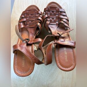 Indigo Rd Brown Open Toe Criss Cross Wedge Sandals Women’s 10M